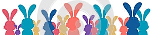 Easter banner. Easter bunny family vector illustration bright and colorful element for design