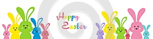 Easter banner. Easter bunny family vector illustration bright and colorful element for design