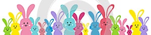 Easter banner. Easter bunny family vector illustration bright and colorful element for design