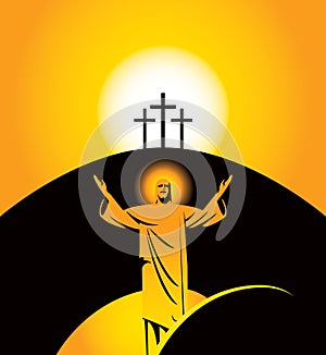 Easter banner with the resurrected Jesus Christ photo