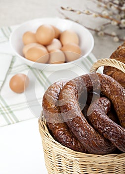 Easter basket with cold meats