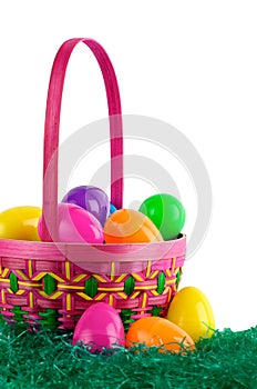 Easter basket with colored eggs