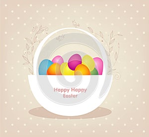 Easter basket with colored eggs