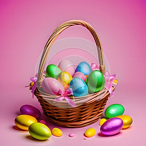 Easter basket eggs, with beautiful patterns and colors to be used on the celebration of the resurrection of Jesus Christ from the