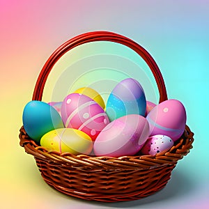 Easter basket eggs, with beautiful patterns and colors to be used on the celebration of the resurrection of Jesus Christ from the