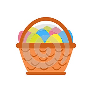 Easter basket with eggs on a white background. Vector illustration