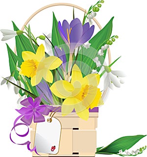 Easter basket with flowers.