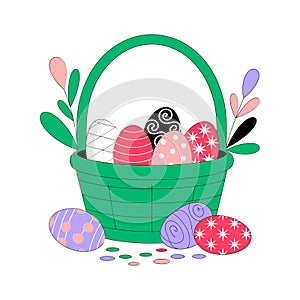 Easter Basket Vector Greeting Card