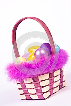 Easter basket wih colorful eggs