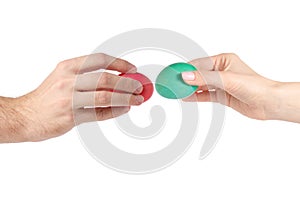 Easter beat eggs hands