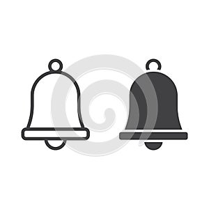 Easter bell line and glyph icon, easter