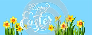 Easter blossom banner with daffodils