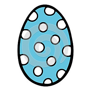 Easter blue dotted egg icon, hand drawn style