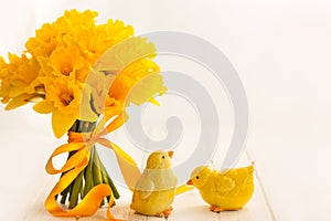 Easter bouquet of yellow daffodils.