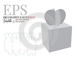 Easter Box self-lock template, Vector with die cut, laser cut lines