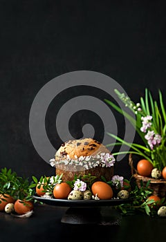Easter bread decorated for festive table, front view