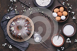 Easter bundt cake with ingredients