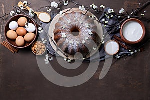 Easter bundt cake with ingredients