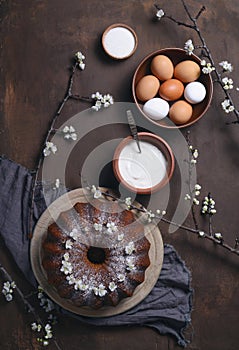 Easter bundt cake with ingredients