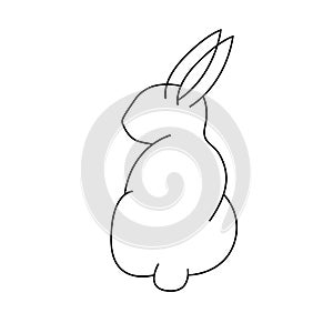 Easter bunnies, black and white icons