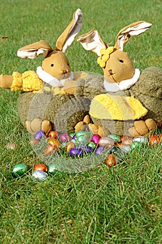 Easter bunnies and chocolate eggs