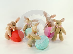 Easter bunnies and eggs. photo