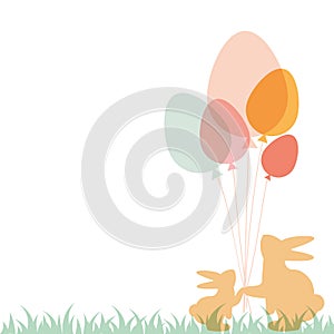 Easter bunnies rabbit greeting card. Easter bunnies. Vector illustration