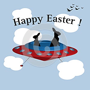 Easter bunnies in a UFO