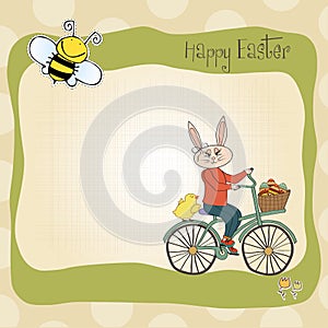 Easter bunny with a basket of Easter eggs