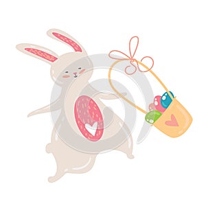 Easter Bunny with basket and eggs