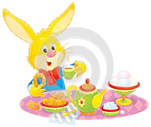 Easter Bunny at breakfast