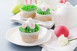 Easter bunny and ears cupcakes and tea
