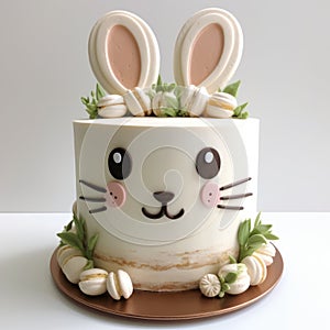 Easter Bunny Cake: A Quirky Macarons Face Cake With Rabbit Theme