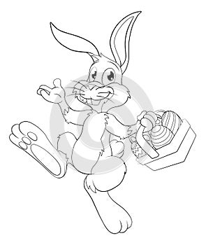 Easter Bunny Cartoon Rabbit With Eggs Basket