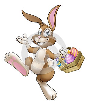 Easter Bunny Cartoon Rabbit With Eggs Basket