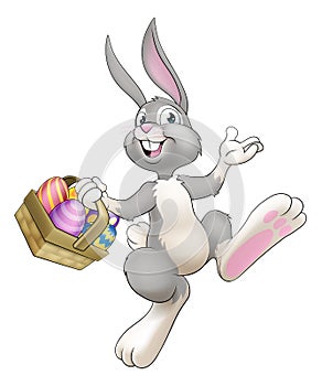 Easter Bunny Cartoon Rabbit With Eggs Basket