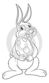 Easter Bunny Cartoon Rabbit With Giant Egg