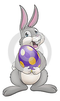 Easter Bunny Cartoon Rabbit With Giant Egg