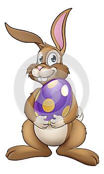 Easter Bunny Cartoon Rabbit With Giant Egg