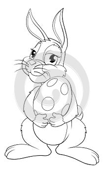 Easter Bunny Cartoon Rabbit With Giant Egg