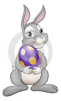 Easter Bunny Cartoon Rabbit With Giant Egg