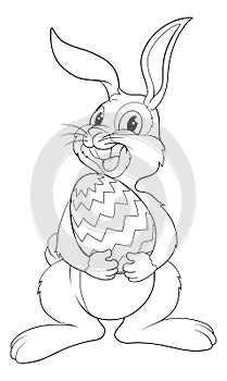 Easter Bunny Cartoon Rabbit With Giant Egg