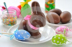 Easter Bunny and chocolate eggs