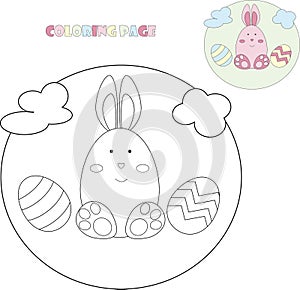 Easter Bunny Coloring Page Vector Image