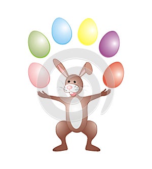 Easter bunny with colour eggs