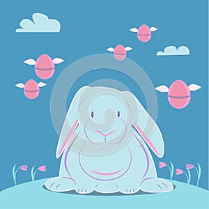 Easter bunny. Cute hare. Illustration