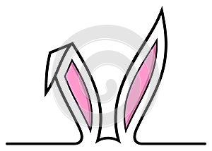 Easter Bunny Ear vector. Isolated Background.Easter Symbol Ornament in pink and black.