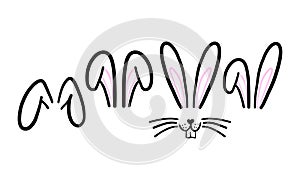 Easter bunny ears doodle set in simple modern style.