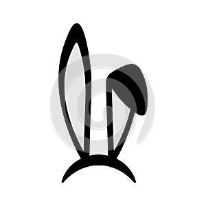 Easter bunny ears icon. Easter rabbit ears mask on head isolated on white background. Vector