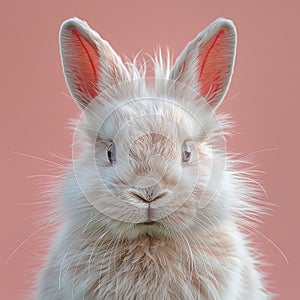 easter bunny with ears on pink background, in the style of contemporary modernist-type photography, dark white and light